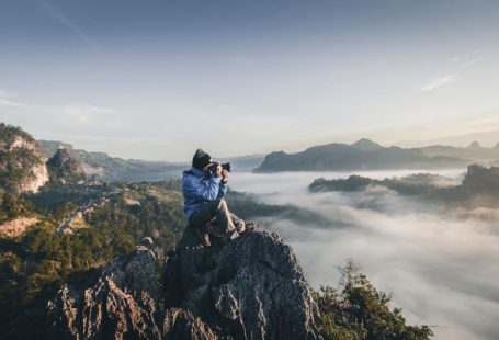 Travel Camera - man on top of mountain taking pictures