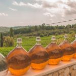 France Vineyards - 3 bottles of brown liquid on brown concrete wall