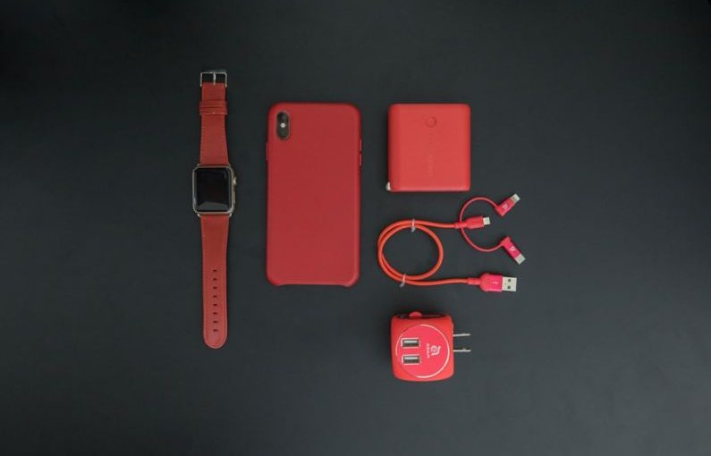 Tech Accessories - red iPhone and red smartwatch