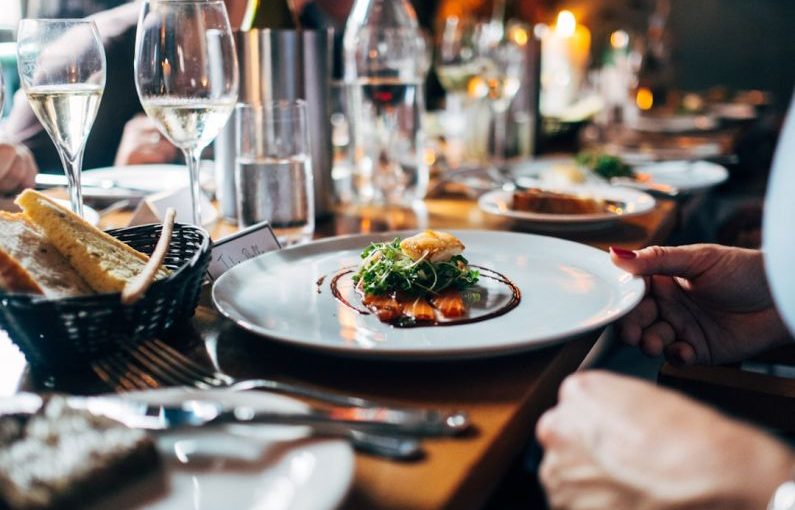 Gourmet Dining - dish on white ceramic plate