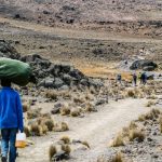 Kilimanjaro Climb - man carrying green sack