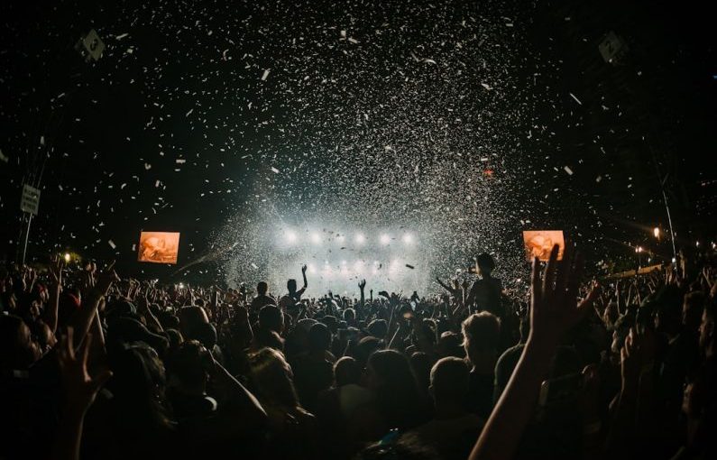 Festival Crowd - people gathering on concert field